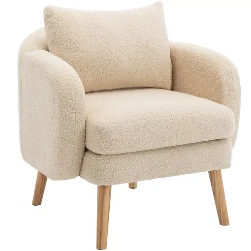 Sillón CollaHausse en terciopelo teddy, con cojín, cojín extra grueso, acolchado