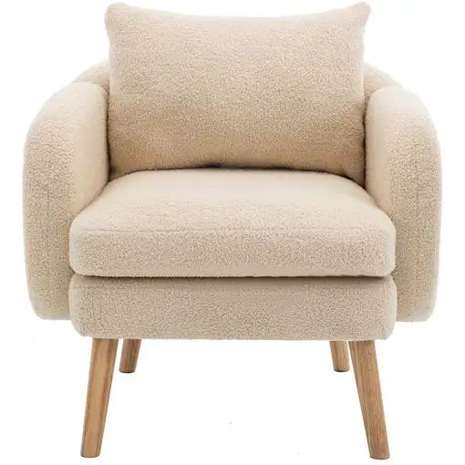 Sillón CollaHausse en terciopelo teddy, con cojín, cojín extra grueso, acolchado