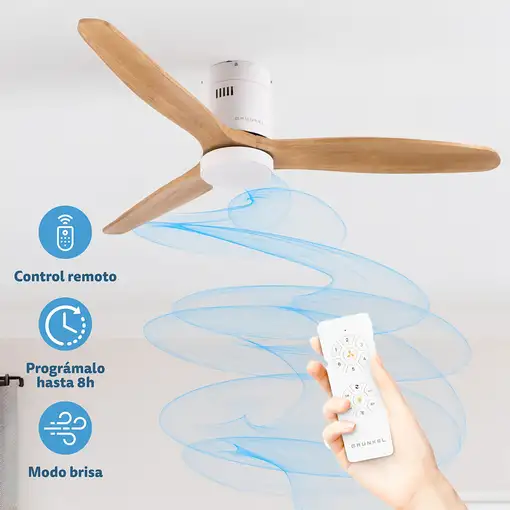 Grunkel SKYWIND-52WB ventilador Blanco, Madera