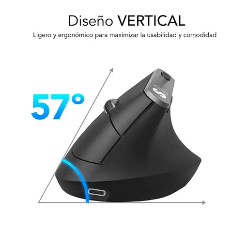 Ratón Nature Vertical Ergo Dual Mouse Batería Negro