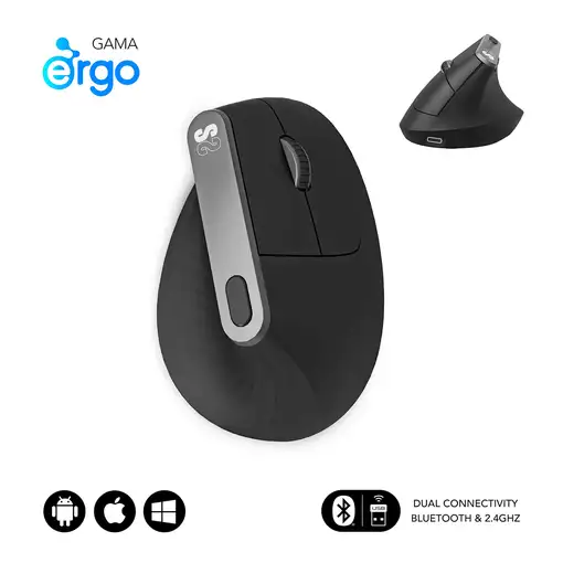 Ratón Nature Vertical Ergo Dual Mouse Batería Negro