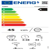Candy TCAS274TMR5-S lavadora Carga superior 7 kg 1200 RPM Antracita