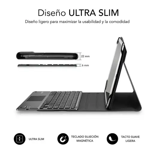 Funda Con Teclado Bluetooth Touchpad Keytab Pro Bt 9.6\ – 10.8\ Negra