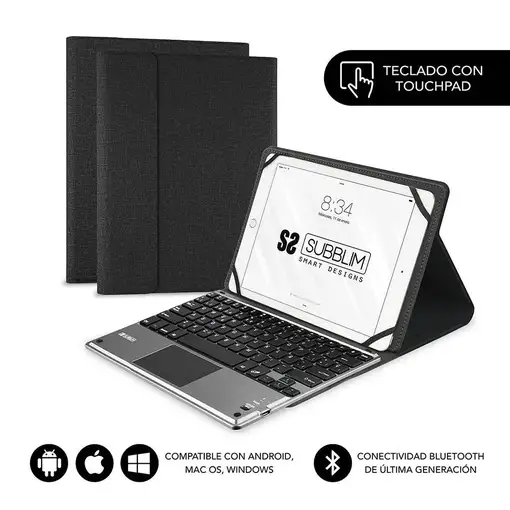 Funda Con Teclado Bluetooth Touchpad Keytab Pro Bt 9.6\ – 10.8\ Negra