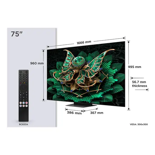 TCL 75C7K Televisor 190,5 cm (75") 4K Ultra HD Smart TV Wifi Metálico 3000 cd / m²