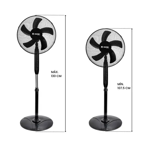 Ventilador de Pie con Mando 16" 40cm 40W 3 Velocidades AirMax Negro Raydan Home