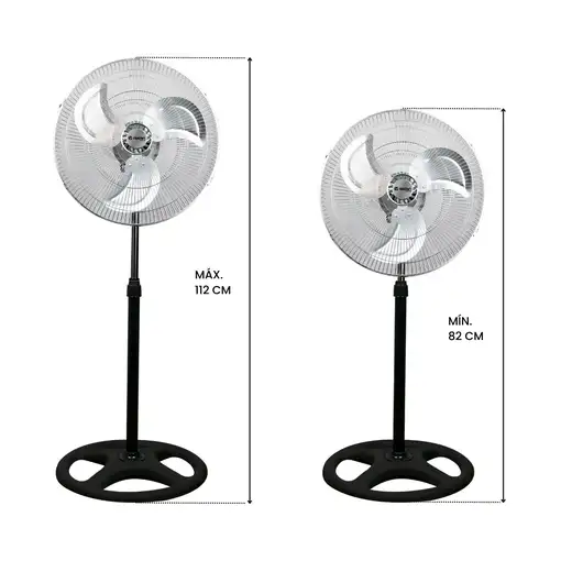 Ventilador de Pie 18'' 45cm 75W 3 Velocidades Industrial Negro Thinia Home