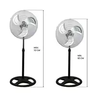 Ventilador de Pie 18" 45cm 75W 3 Velocidades Industrial Negro Raydan Home