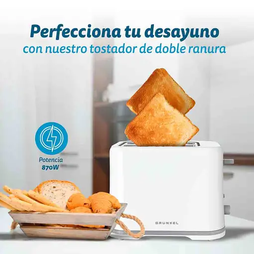 Grunkel TSB-EASYTOAST tostadora 6 2 rebanada(s) 870 W Blanco