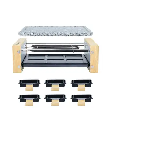 H.Koenig WOD6 parrilla de interior 6 personas(s) 900 W Negro, Color mármol, Madera