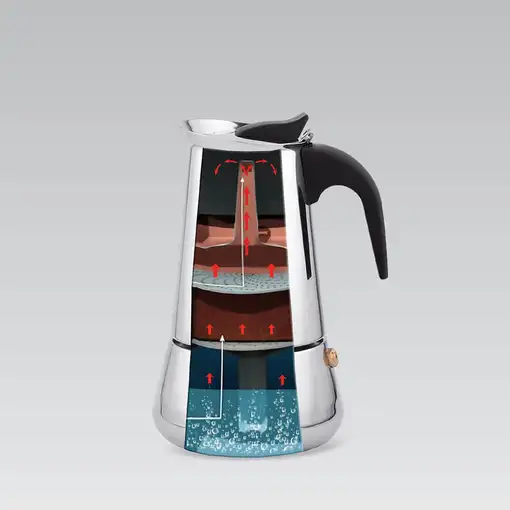 Maestro MR-1660 Cafetera italiana 0,3 L Negro, Acero inoxidable