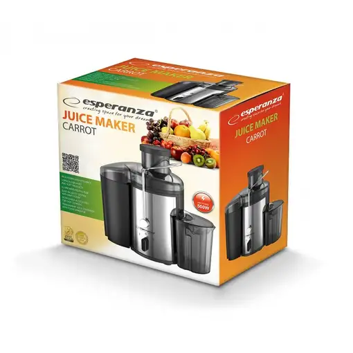 Esperanza EKJ002 exprimidor 500 W Negro, Acero inoxidable