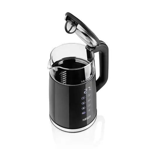 Haeger EK-DIG.028A tetera eléctrica 1,7 L 2200 W Negro, Acero inoxidable, Transpar
