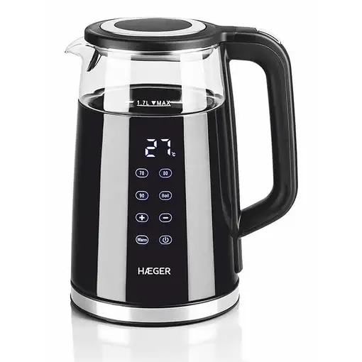Haeger EK-DIG.028A tetera eléctrica 1,7 L 2200 W Negro, Acero inoxidable, Transpar