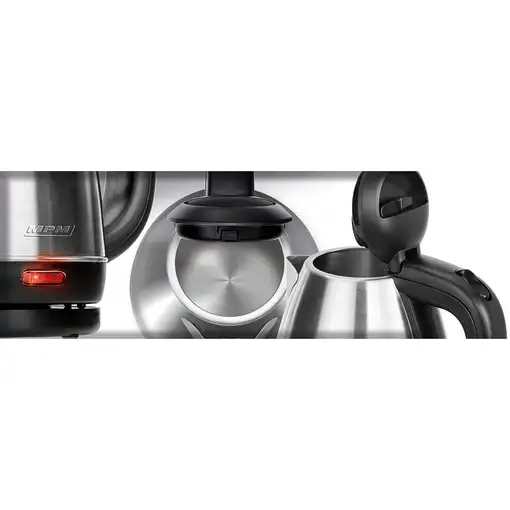 MPM MCZ-84M tetera eléctrica 1 L 1600 W Negro, Acero inoxidable