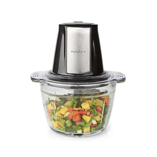 Nedis KAMC300CGY picadora eléctrica de alimentos 1 L 500 W Negro, Plata, Transpare