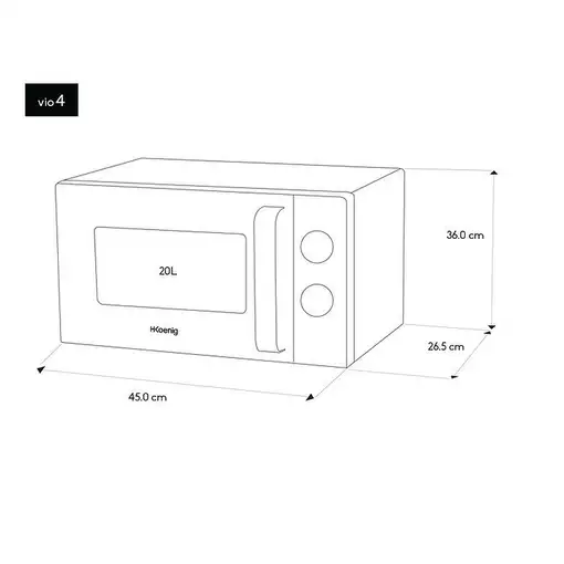 H.Koenig VIO4 microondas Negro, Acero inoxidable Solo microondas Encimera 20 L 700