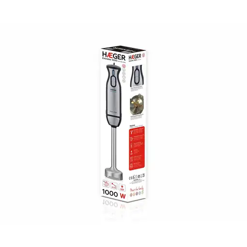 Haeger HB-10B.018A licuadora Batidora de inmersión 1000 W Negro, Plata