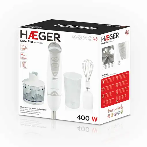 Haeger HB-400.012A licuadora Batidora de inmersión 400 W Gris, Blanco