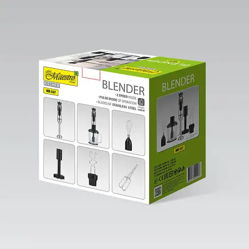 Maestro MR-567 licuadora Batidora de inmersión 1000 W Negro, Acero inoxidable