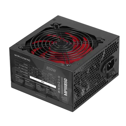 Mars Gaming MPIII850, Fuente Alimentación PC ATX 850W, 5 Años de Garantía, 85% Efi