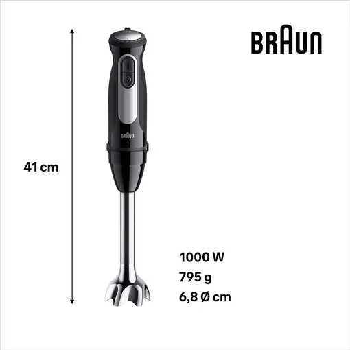 Braun MultiQuick 5 MQ55.254MBK 0,5 L Batidora de inmersión 1000 W Negro, Acero ino