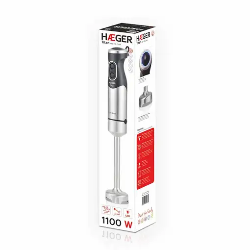 Haeger HB-11B.014A licuadora Batidora de inmersión 1100 W Negro, Acero inoxidable