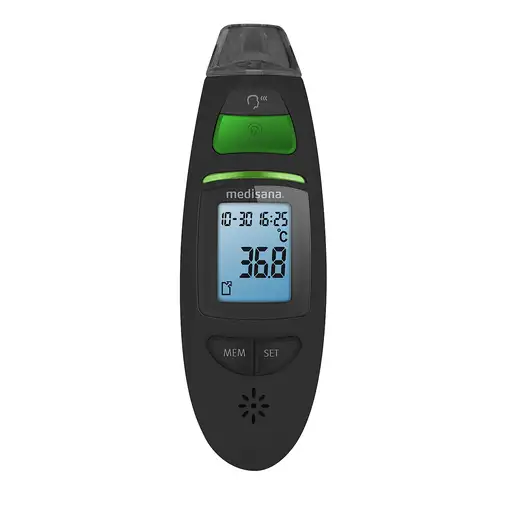 Medisana TM 750 Termómetro con sensor remoto Negro Oído, Frente Botones