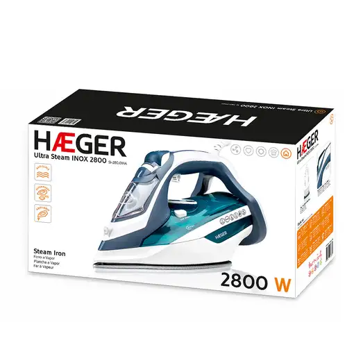 Haeger Ultra Steam 2800 Plancha vapor-seco 2800 W Azul, Blanco