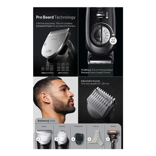 Braun BeardTrimmer 9 BT9421 depiladora para la barba Batería 40 Negro