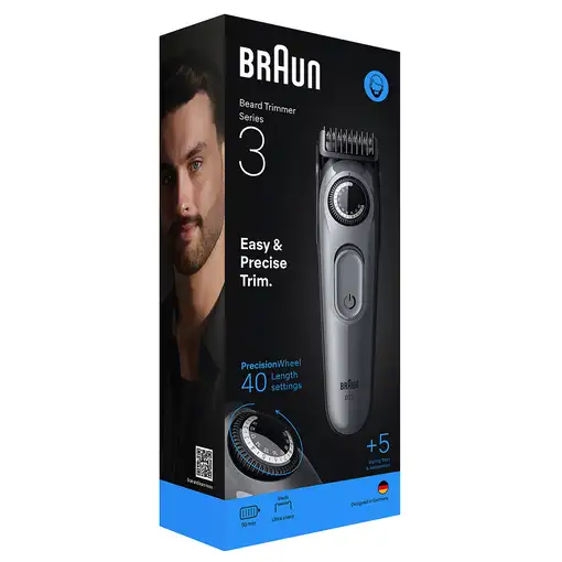Braun BeardTrimmer 3 BT3560 depiladora para la barba Batería 40 2 cm Negro, Gris