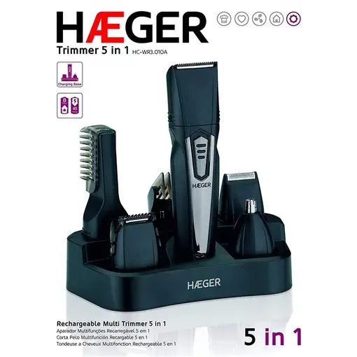 Haeger Trimmer 5 in 1 Negro, Plata