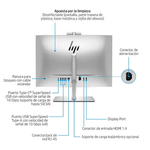 HP EliteOne 870 G9 Intel® Core™ i5 i5-14500 68,6 cm (27") 2560 x 1440 Pixeles Pant