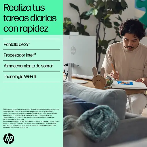 HP 27 inch All-in-One 27-cr0089ns PC Intel® Core™ i5 i5-1335U 16 GB DDR4-SDRAM 512