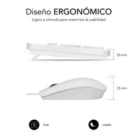 Combo Teclado y Ratón Business Slim Silencioso Con Cable Usb  Blanco
