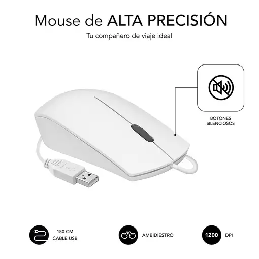 Combo Teclado y Ratón Business Slim Silencioso Con Cable Usb  Blanco