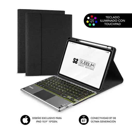 Funda Con Teclado Ipad 10G Keytab Pro Bt Touchpad Negro