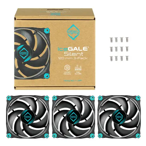 Iceberg Thermal IceGALE Silent Carcasa del ordenador Ventilador 12 cm Negro 3 piez