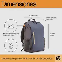 HP Mochila para portátil Travel de 15,6 pulgadas y 18 litros, color gris