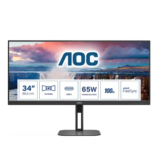 AOC V5 U34V5C/BK pantalla para PC 86,4 cm (34") 3440 x 1440 Pixeles UltraWide Quad