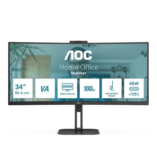 AOC V5 CU34V5CW LED display 86,4 cm (34\) 3440 x 1440 Pixeles Wide Quad HD Negro