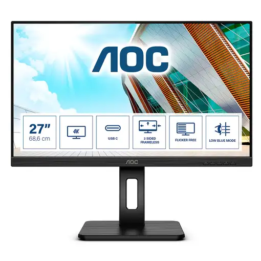 AOC U27P2CA pantalla para PC 68,6 cm (27\) 3840 x 2160 Pixeles 4K Ultra HD LED Neg
