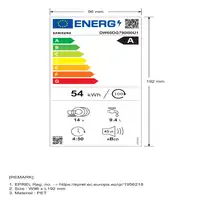 Samsung Lavavajillas Libre instalación 60cm 14 cubiertos Clase A Inox DW60DG790I00