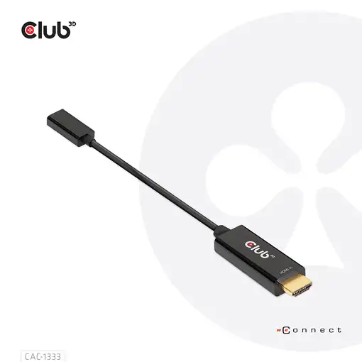 CLUB3D CAC-1333 adaptador de cable de vídeo 0,22 m HDMI tipo A (Estándar) USB Tipo