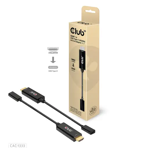 CLUB3D CAC-1333 adaptador de cable de vídeo 0,22 m HDMI tipo A (Estándar) USB Tipo