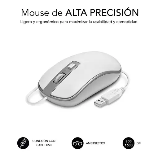 Teclado Ergonómico Y Ratón Con Cable Usb Plano Silencioso Ergo  Blanco Plata