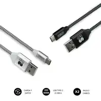 Pack 2 Cables Usb Tipo C – Usb A (3.0A) Negro/Plata