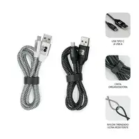 Pack 2 Cables Usb Tipo C – Usb A (3.0A) Negro/Plata
