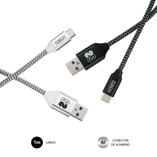 Pack 2 Cables Usb Tipo C – Usb A (3.0A) Negro/Plata