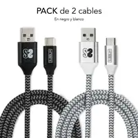 Pack 2 Cables Usb Tipo C – Usb A (3.0A) Negro/Plata